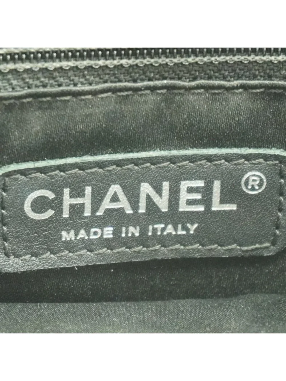 Chanel Chain Tote Quilted Caviar Leather Black Silver